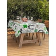 thumbnail image 4 of 60x84 Inch Outdoor Tablecloth with Umbrella Hole Zipper Rectangle St. Patrick's Day Rectangular Tablecloths Outside Waterproof Green Black Plaid Clovers Wooden Grain Patio Table Cover for Picnic, 4 of 8