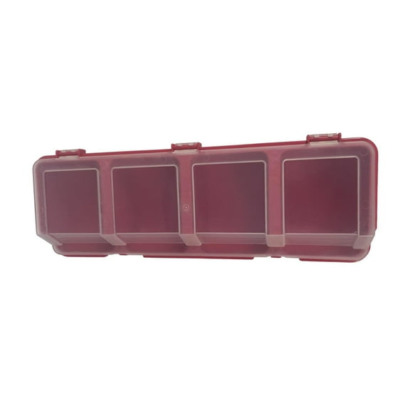 DYNWAVECA Hardware Tool Box Organizer Tool Box Storage Bin 4 Compartments Screw Organizer for Hardware Small Parts Bolts Nails Workshop Red