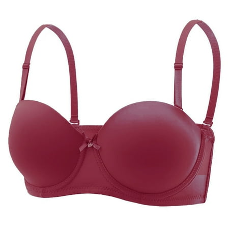Arnsht Women s Solid Color Gathered Underwear Underwire Bra Push Up Ultra Soft Breathable Comfort Multiway Bras with Straps Red 95