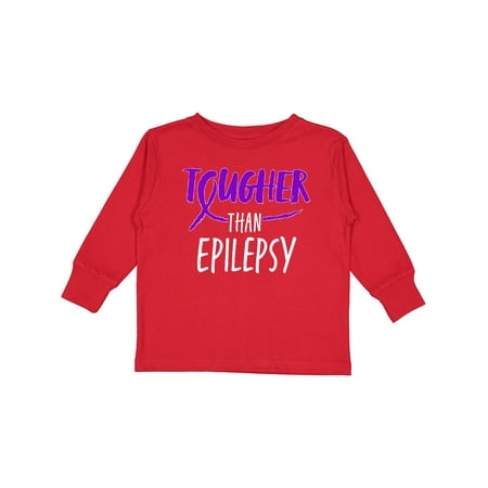 

Inktastic Tougher Than Epilepsy with Purple Ribbon Gift Toddler Boy or Toddler Girl Long Sleeve T-Shirt