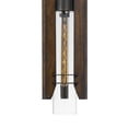 thumbnail image 4 of 60 Watt Metal Frame Pendant Fixture with Wood and Glass Shade, Brown- Saltoro Sherpi, 4 of 5