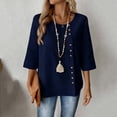thumbnail image 2 of UAMVSH 3/4 Sleeve Tops for Women Comfy Crewneck Button Down Shirts Dressy Casual Work Blouses Trendy Office Outfits, 2 of 5