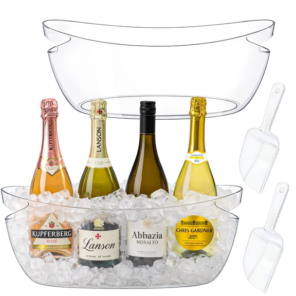 Ice Buckets for Parties 2 Packs with Scoops, 5.5L Clear Acrylic Ice Champagne Buckets Tub for Parties,Mimosa Bar Supplies,Beer,Beverage&Drinks