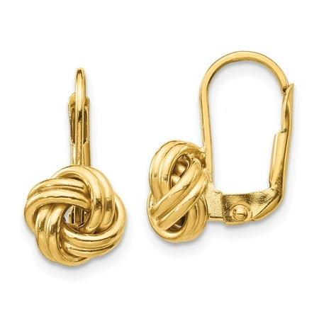 Roy Rose Jewelry 14K Yellow Gold Polished Love Knot Leverback Earrings