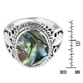 thumbnail image 3 of Round Abalone Shell with Leaf Accents Sterling Silver Ring for Female Anniversary– 8, 3 of 6