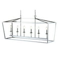 thumbnail image 2 of JONATHAN Y Pagoda 49" 6-Light Classic Traditional Metal Linear Cage Lantern LED Pendant, Chrome, 2 of 9