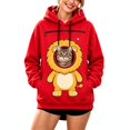 thumbnail image 3 of Pet Pouch Hoodie Sweatshirt for Women Men Long Sleeve Drawstring Oversized Pullover with Front Pet Pouch Cute Xmas Cartoon Animal Graphic Casual Wear for Cat Dog Lovers Watermelon Red L, 3 of 6