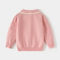 thumbnail image 4 of CYRBOKO Toddler Girls Zipper Sweaters, Lapel Cotton Long Sleeve Comfy Pullover Sweaters Pink Size 2-3 T, 4 of 7