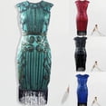 thumbnail image 3 of Great Gatsby Ombre Metal Chain Halter Black 1920s Fringe Flapper Charleston Dress Robe Sexy Party Bodycon Club Dress Vestido, 3 of 9