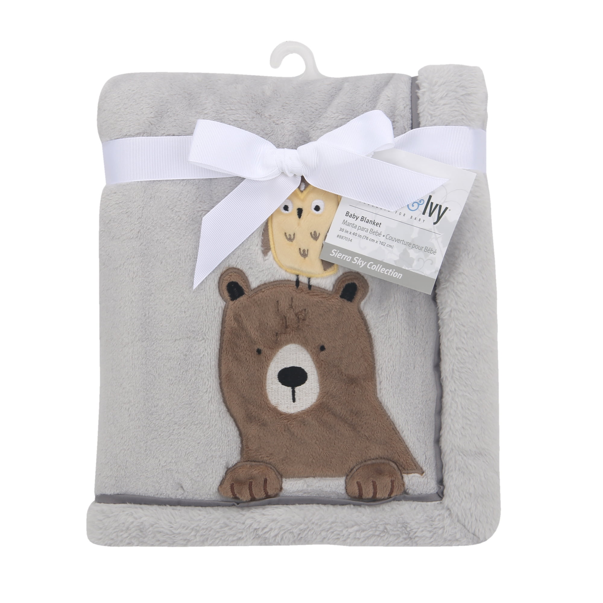 Lambs Ivy Sierra Sky Grey Bear Owl Soft Fleece Baby Blanket Walmart