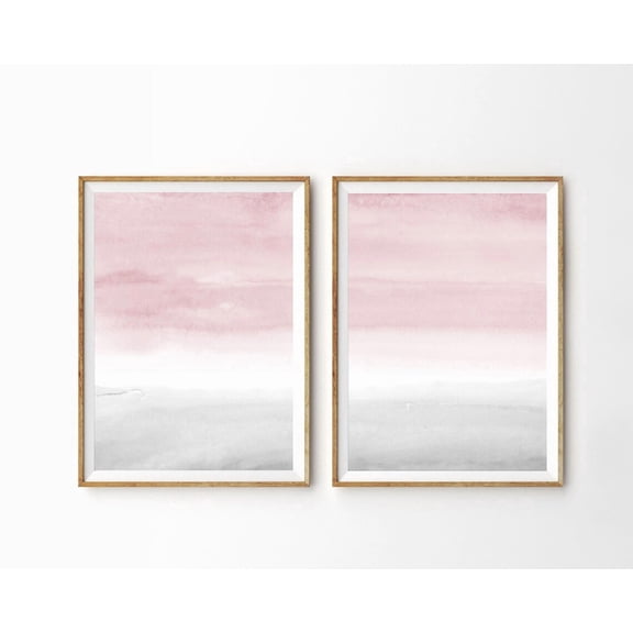 Luvia Pink And Grey Abstract Art Set Of 2 Prints Blush Pink Grey Poster Art Bedroom Girls Room Nursery Decor, Modern Wall Decor Set 2 Prints 8x12 UNFRAMED