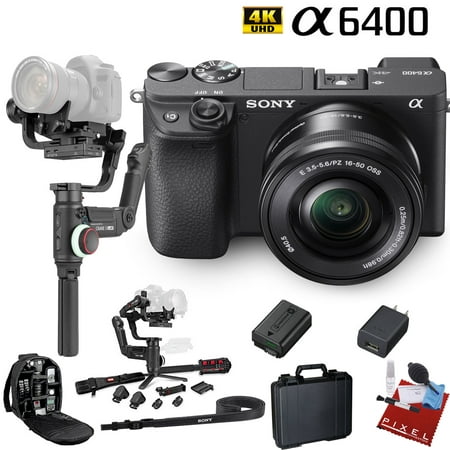 Sony Alpha a6400 Mirrorless Digital Camera with 16-50mm Lens with Stabilizer Gimbal Grip