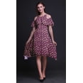 thumbnail image 2 of Bimba Robe à Volants Imprimée Florale Rose pour Femmes Épaules Dénudées - TP, 2 of 6