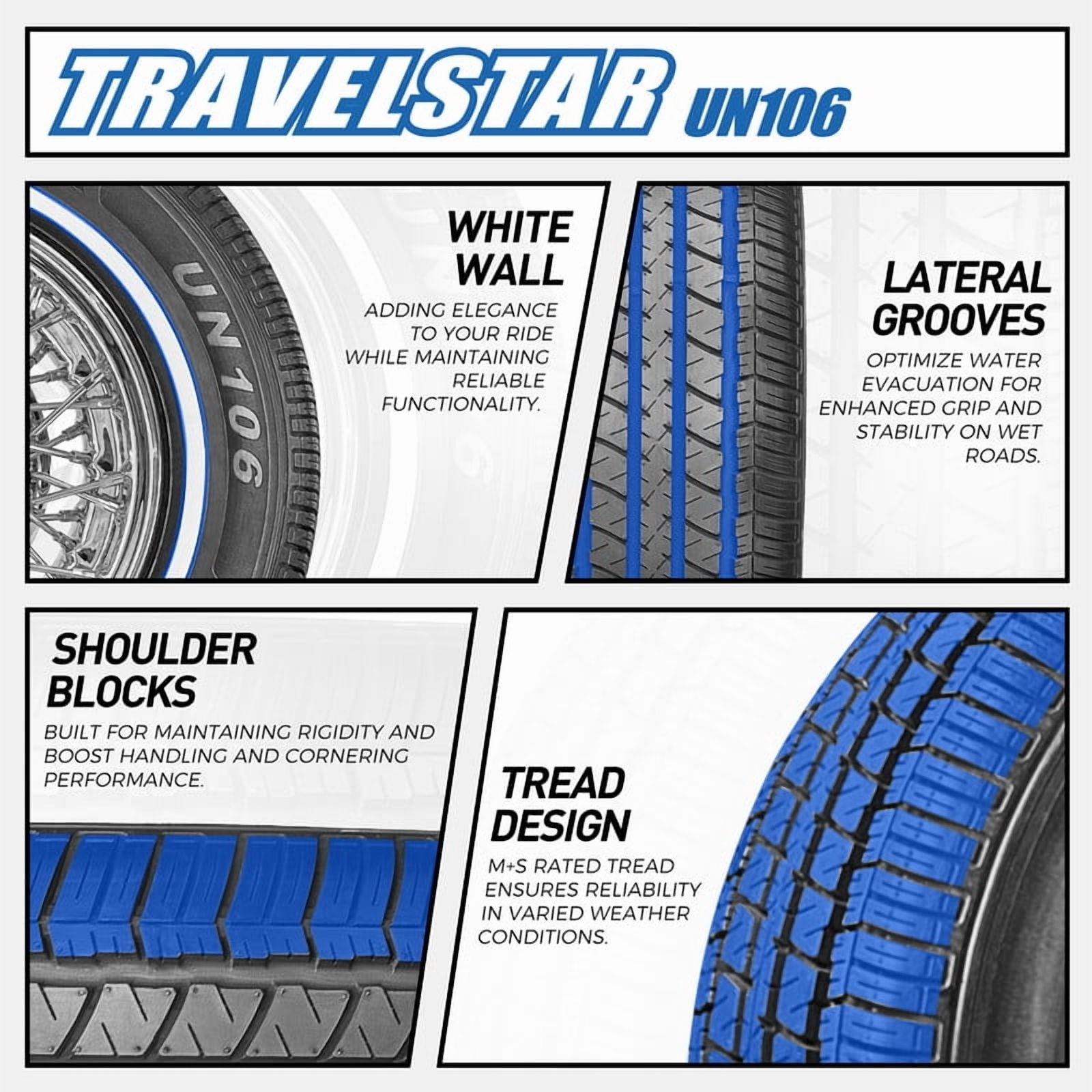 Travelstar UN106 155/80R13 79T All Season Passenger Tire, White