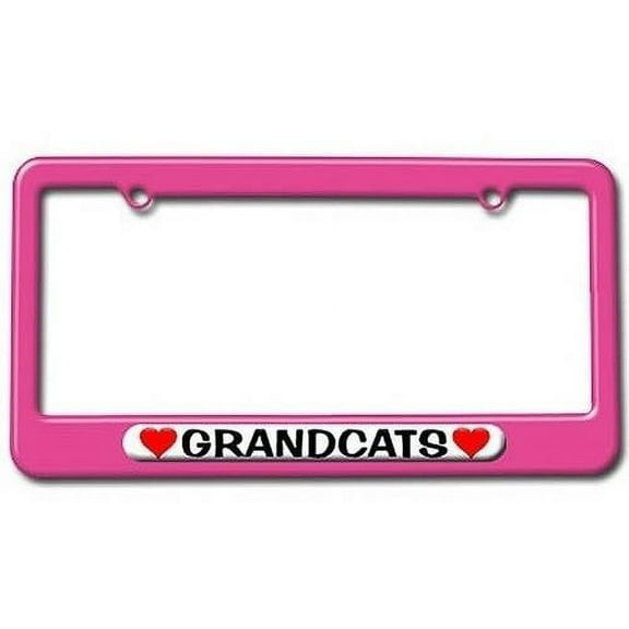 Grandcats Love with Hearts License Plate Tag Frame, Pink Color