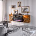 thumbnail image 6 of Waleaf 70'' Floating Fireplace TV Stand for TVs up to 80'', Wall Mounted Entertainment Center with 36'' Electric Fireplace, High Gloss Cabinet Doors and 20-Color LED Lights, 6 of 9