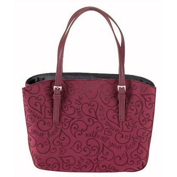 Bible Cover-Wedge Shape-Love The Lord Jacquard-Large-Burgundy