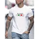 thumbnail image 4 of Camiseta de verano 100 % algodón para hombre, holgada, con estampado de alfabeto romano grande, informal, cómoda, con cuello redondo y manga corta, 4 of 5