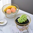 thumbnail image 4 of European-Style Handcrafted Metal Fruit Basket: Large Round Raised-Design Serving Bowl for Fruits, Snacks, Candies – Green & Gold Decorative Centerpiece for Living Room, Coffee Table | Ideal Gift for, 4 of 6
