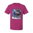 thumbnail image 2 of Wolves and the Moon in the Winter Night | Mens Animal Lover Graphic T-Shirt, Fuschia, 2XL, 2 of 3