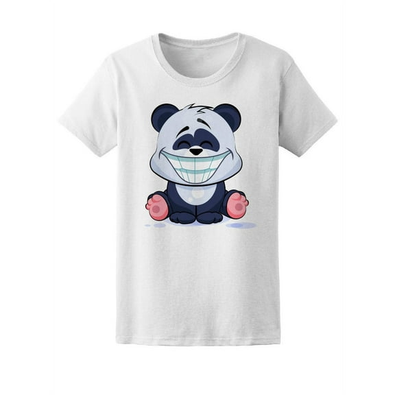 Cute Happy Smiling Panda Cartoon T-Shirt Women -Image by Shutterstock, Female Medium