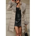 thumbnail image 3 of Giolshon Women Faux Leather Puffer Padded Jacket Bubble Fleece-Lined Coat with Detachable Faux Fur Collar, 3 of 4