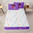 thumbnail image 4 of Castle Fairy Cute Black Girl Zipper Twin Comforter Sets with Fitted Sheet and 2 Pillowcases,Cartoon Dog Stars Print Zipper Bedding Set,Violet Red Orange,4-Piece, 4 of 6