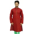 thumbnail image 1 of Atasi Men's Casual Linen Long Kurta Red Ethnic Designer Shirt Wear-X-Large, 1 of 8