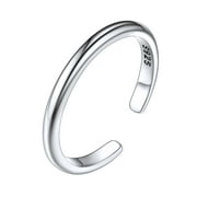 ChicSilver Minimalist Toe Rings for Women Sterling Silver Hypoallergenic Simple Open 2mm Thin Band Ring Adjustable