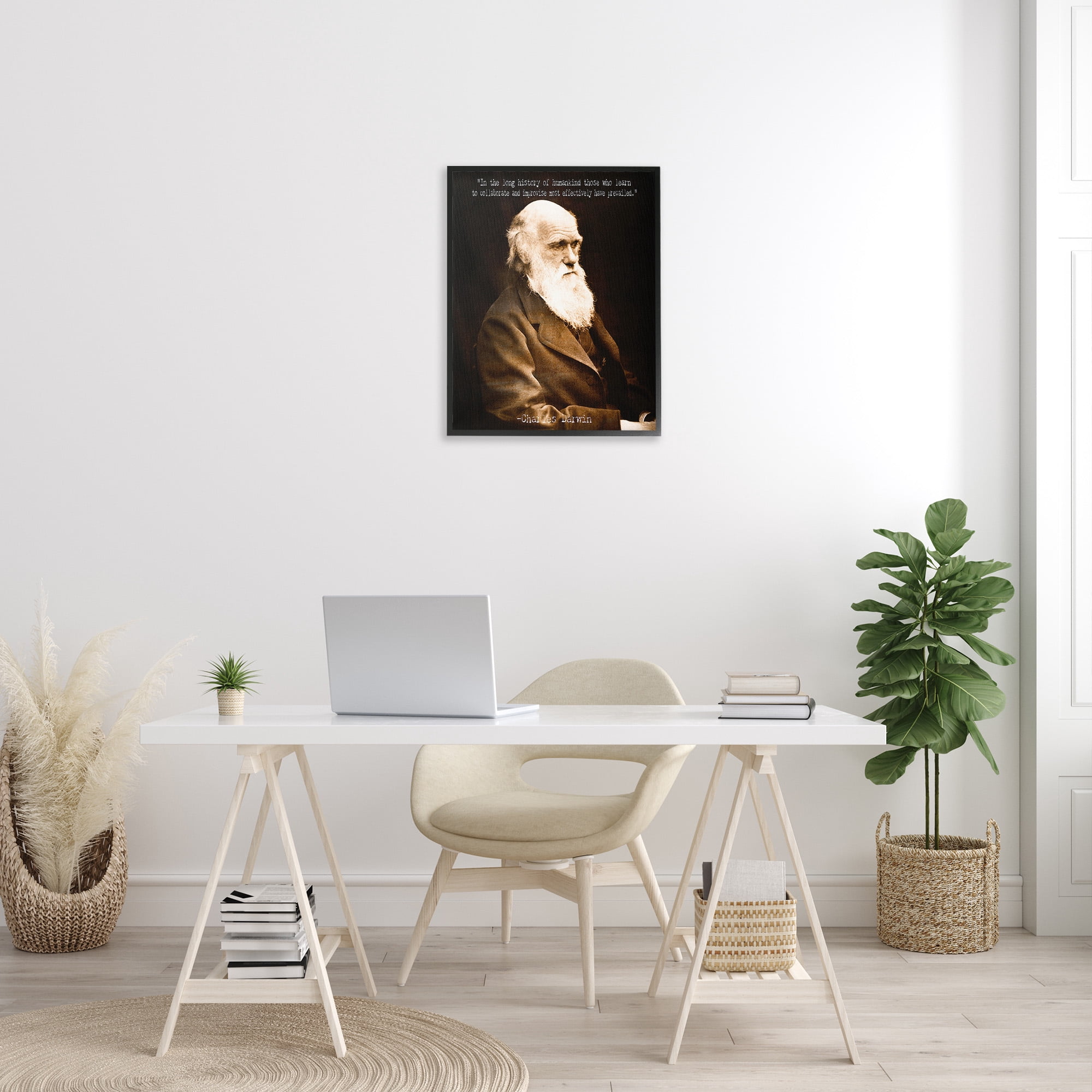 Stupell Industries Inspiring Darwin Quote Inspirational Painting Black Framed Art Print Wall Art, 24 x 30