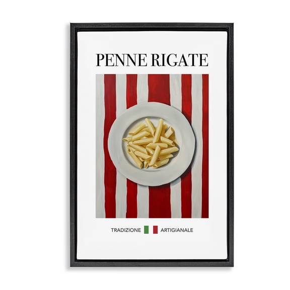 Stupell Industries Traditional Penne Rigate Pasta Food & Beverage Painting Black Floater Framed Canvas Art Print Wall Art, 17 x 25