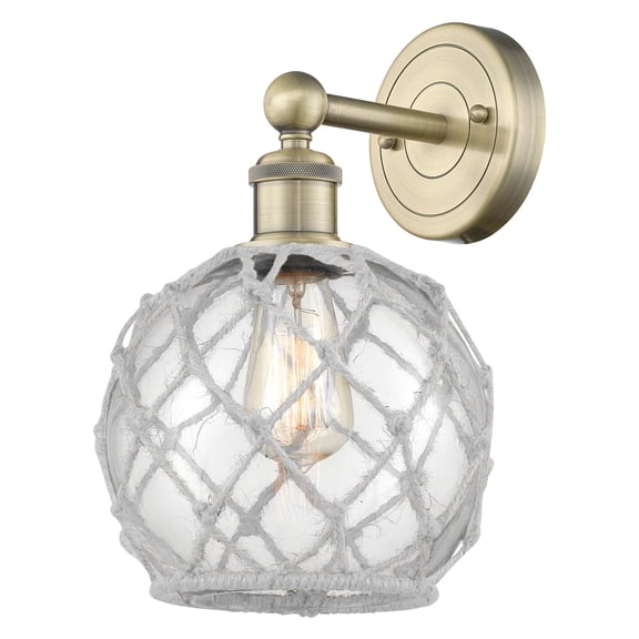 Innovations Lighting 616-1W-AB-G122-8RW Farmhouse Rope 13" Tall Wall Sconce - Antique