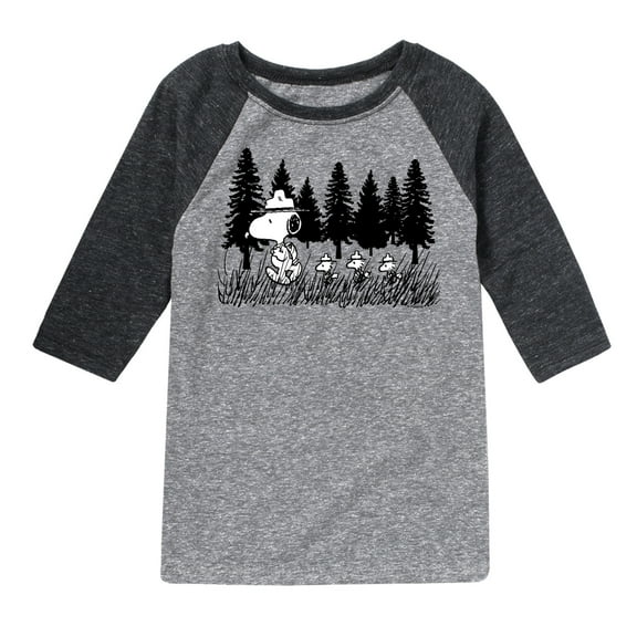 Peanuts - Troopping Along - Toddler & Youth Raglan Graphic T-Shirt