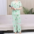 thumbnail image 4 of HaoXianJian Womens Pajamas Soft Crew Neck Sleepwear Short Sleeve Top with Pant Lightweight Cute Print Pajama s Women's Loungewear 1X-4X, 4 of 6