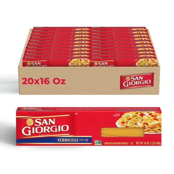 San Giorgio Vermicelli Pasta – 20 Pack (16 oz Each) – Classic thin pasta ideal for light sauces, stir-fries, and Italian favorites.