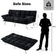 thumbnail image 3 of BSHTI 67.3" Futon Sofa Bed with Split Back, Corduroy Upholstery, 3-Position Adjustable Corduroy Sleeper Sofa, Twin Size Custom Comfort Futon Sofa(Black), 3 of 12