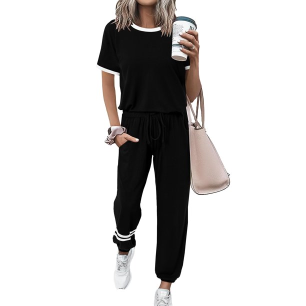Conjunto Deportivo PRETTYGARDEN 2025 Dos Piezas Mujer Negro Talle S
