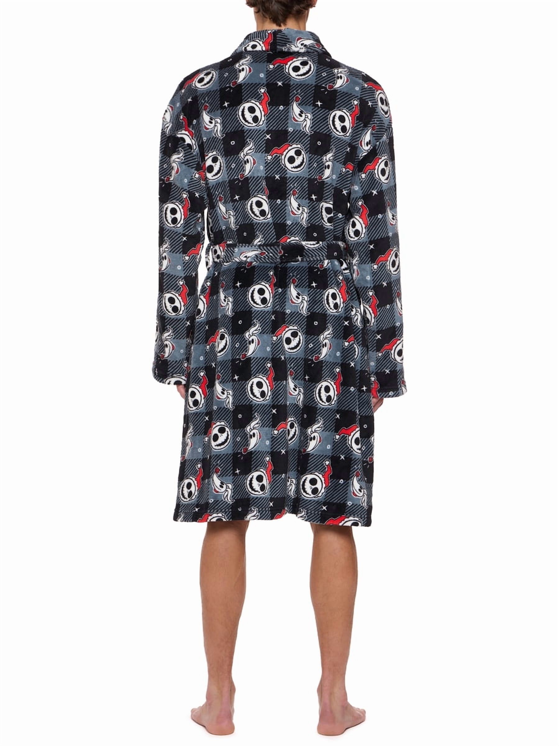 Disney Nightmare Before Christmas Checkered Men's Plush Robe with Belt and Pockets