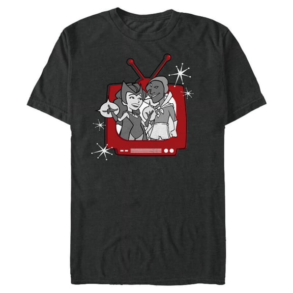 Marvel WandaVision Wanda & Vision Retro TV - Short Sleeve Blended T-Shirt for Adults - Customized-Dark Heather