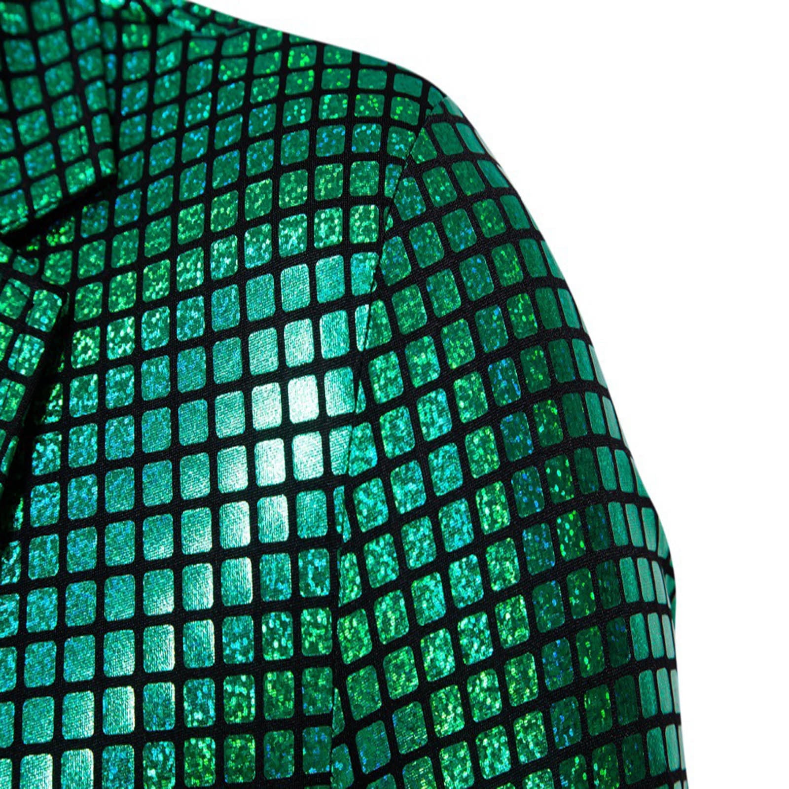 Men's Shiny Blazer Suit Set Sequin Party Wedding Formal Slim Blazer Pants Outfit Two Piece Suit Green XXL