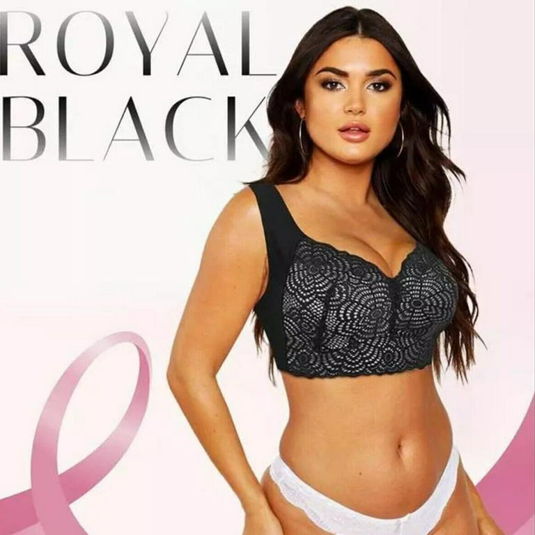 Lymphvity Detoxification and Shaping & Powerful Lifting Bra,Lace Plus Size  Wireless Bra for Women (L) 