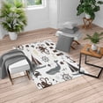 thumbnail image 1 of Nautical Turkish Area Rug, Pastel Colored Composition of Lighthouse Sailboat Fish Shells Octopus, Soft Carpet for Living Room Decor with Distressed Look, 5.2' X 7.6', Chocolate and Grey, by Ambesonne, 1 of 4