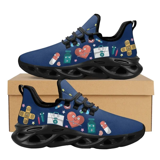 Zapatos de mujer con diseño de cuchilla rosa, suministros médicos de dibujos animados, zapatillas planas de suela suave para mujer, diseño personalizado, tenis antideslizantes de mujer