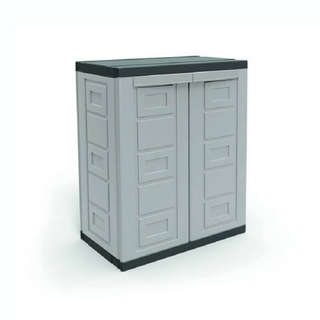 Contico 2 Shelf Plastic Garage Home Storage Organizer Base Utility Cabinet, (Best Garage Organization System)