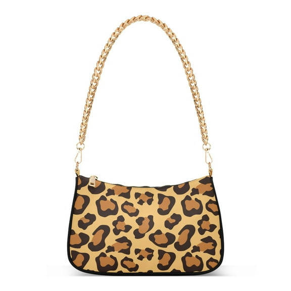 Leopard Texture Womens Chain Shoulder Bag Tote Handbag Clutch Hobo Purse with Zipper for Travel Casual