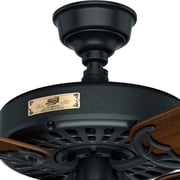 Hunter 52 inch Outdoor or Indoor Ceiling Fan No Light - Black Ceiling Fan without Light, For Patio, Porch, Garage, or Living Room, Standard Mount, 5 Blades, Pull Chain - Original 23838, Matte Black