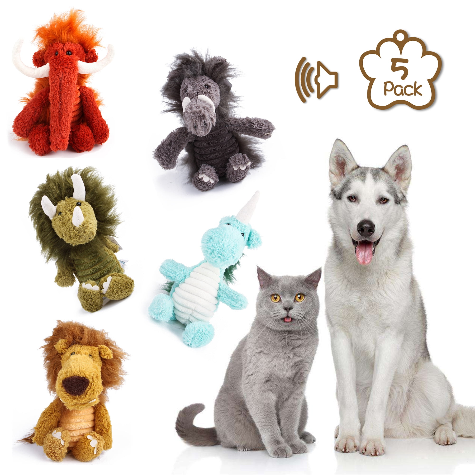 Kepooman 5 Pack No Stuffing Squeaky Plush Dog Toy Set for Small Medium Large Dog, Dog Chew Toy for Teething Chewing and Playtime Kepooman 5 Pack No Stuffing Squeaky Plush Dog Toy Set for Small Medium Large Dog, Dog Chew Toy for Teething Chewing and Playtime