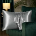 thumbnail image 5 of WZXPWT Cooling Satin Pillowcase for Hair & Skin, Summer-Friendly Standard Size 20"x30" Pillow Cover - Soft Satin Bedding for All-Season Comfort(Dark Gray), 5 of 8