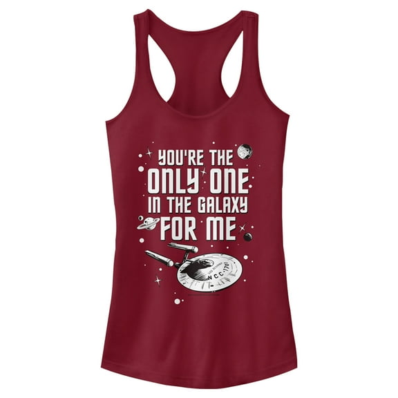 Junior's Star Trek Valentine's Day Your The Only One In The Galaxy For Me Racerback Tank Top Scarlet Small