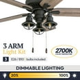 thumbnail image 6 of Prominence Home Ennora 52" Bronze Farmhouse Ceiling Fan with 5 Blades, 3 Arm Cage Light Kit, Remote & Reverse Airflow, 6 of 17
